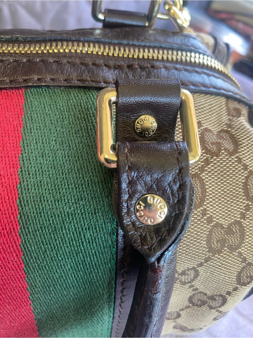 Gucci Vintage Web Boston Bag GG Canvas Crossbody Brown - Picture 11 of 11